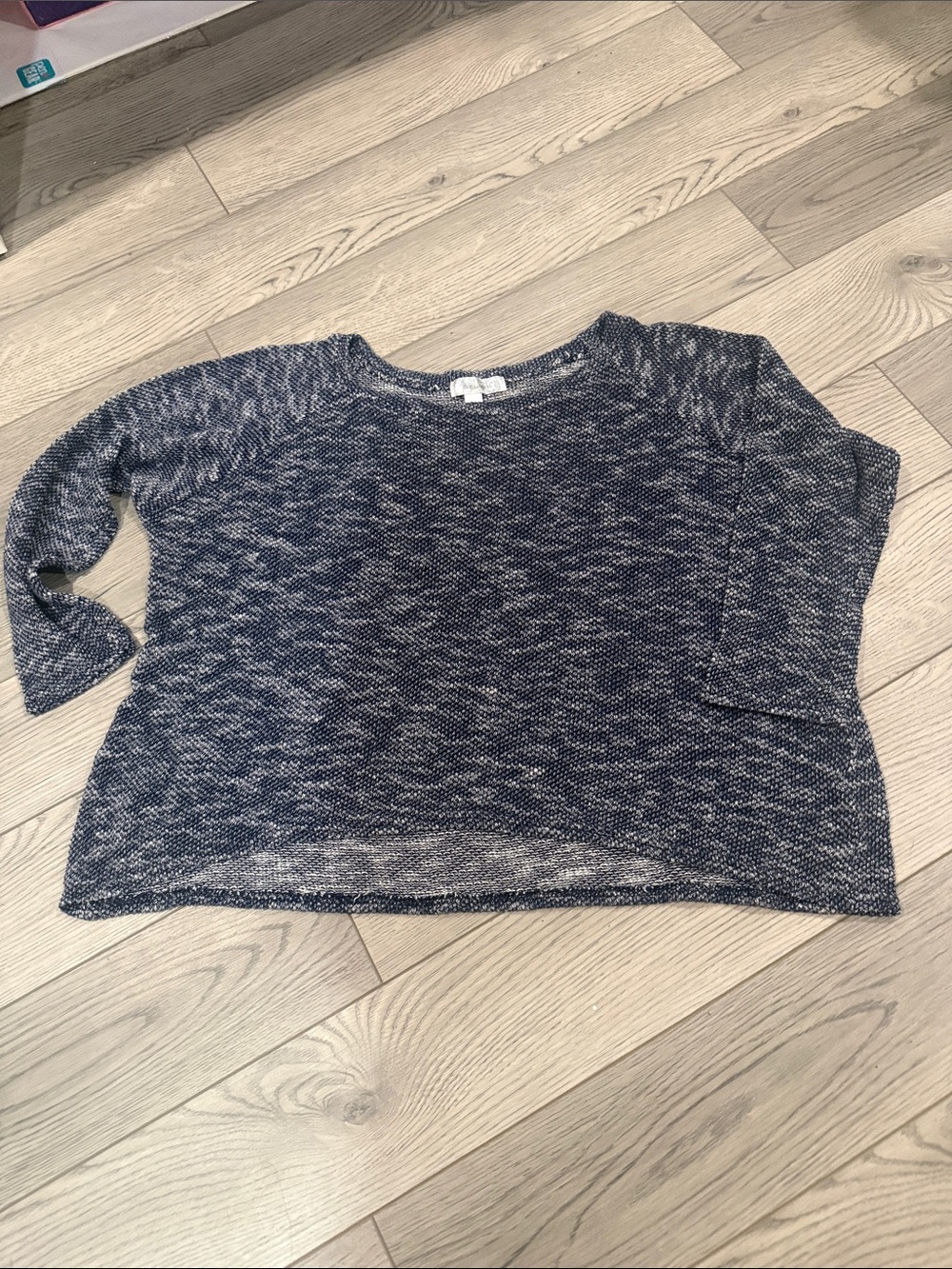 dressbarn Navy and White Marled Knit Top